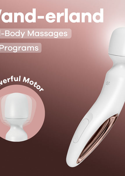 Satisfyer Wand-erland - White - White/Rose Gold USB Rechargeable Massage Wand