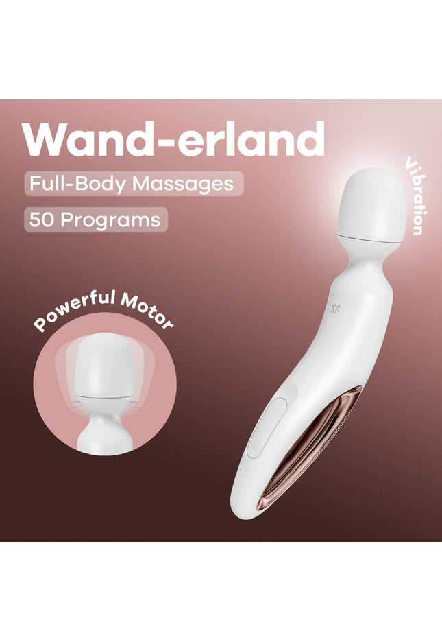Satisfyer Wand-erland - White - White/Rose Gold USB Rechargeable Massage Wand