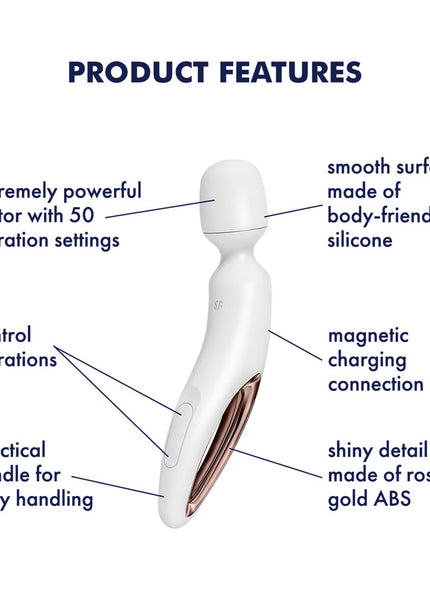 Satisfyer Wand-erland - White - White/Rose Gold USB Rechargeable Massage Wand