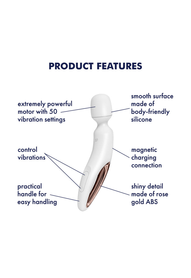 Satisfyer Wand-erland - White - White/Rose Gold USB Rechargeable Massage Wand