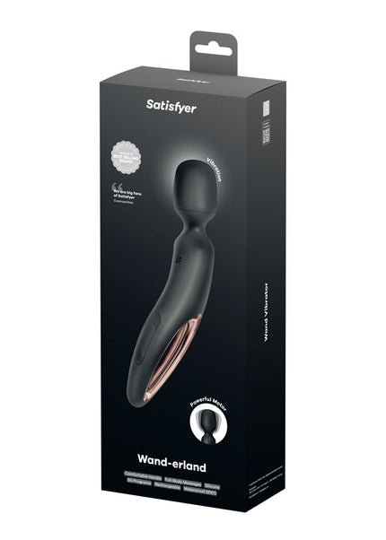 Satisfyer Wand-erland - Black - Black/Rose Gold USB Rechargeable Massage Wand