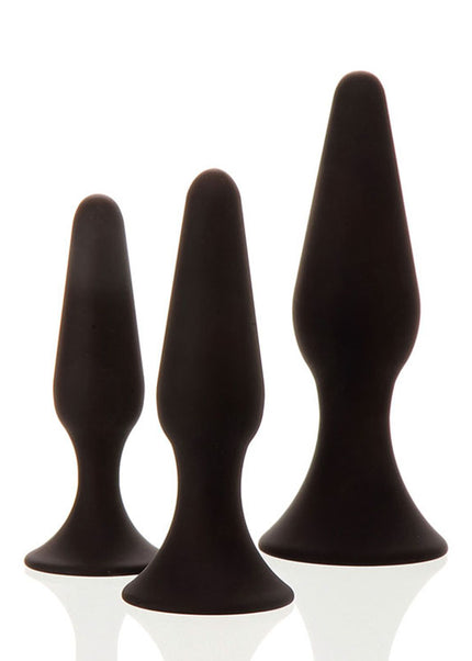 Adam & Eve Silicone Booty Boot Camp Training Kit - Black Butt Plugs - Set of 3 Sizes
