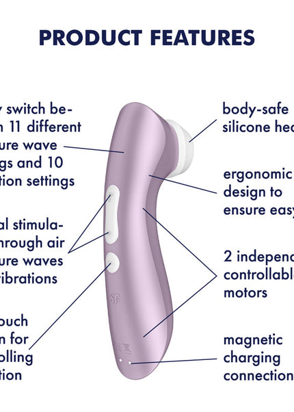 Satisfyer Pro 2+ Purple - Purple Touch-Free USB-Rechargeable Clitoral Stimulator with Vibration