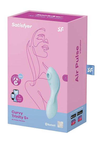Satisfyer Curvy Trinity 5 - Blue USB Rechargeable Air Pulse Stimulator & Vibrator with App Control