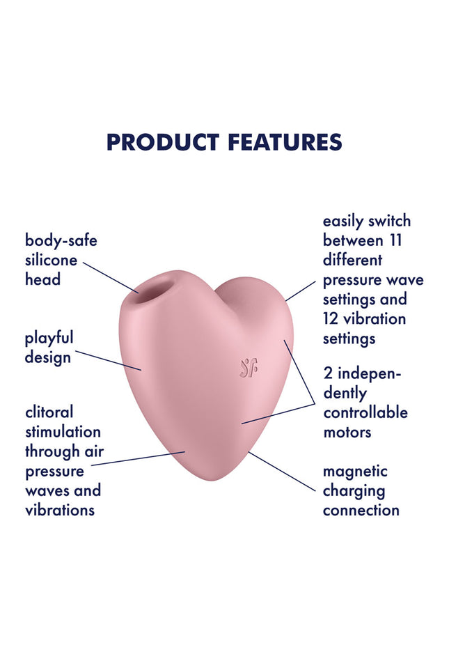 Satisfyer Cutie Heart - Light Red - Light Red USB Rechargeable Air Pulsation Stimulator with Vibration