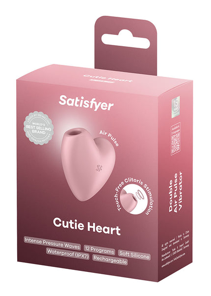 Satisfyer Cutie Heart - Light Red - Light Red USB Rechargeable Air Pulsation Stimulator with Vibration