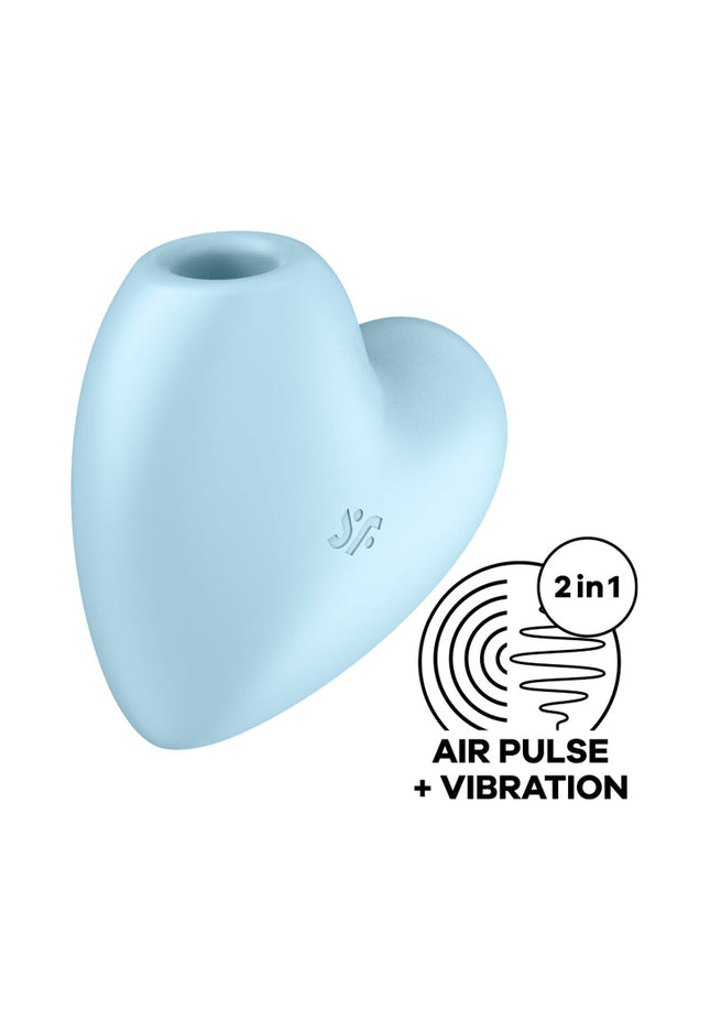 Satisfyer Cutie Heart - Blue - Blue USB Rechargeable Air Pulsation Stimulator with Vibration