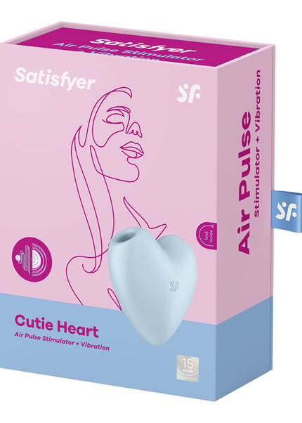 Satisfyer Cutie Heart - Blue - Blue USB Rechargeable Air Pulsation Stimulator with Vibration