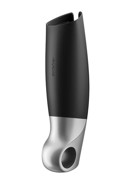 Satisfyer Power Masturbator - Black USB Rechargeable Vibrating Masturbator with App Control