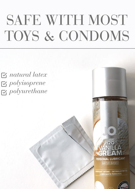 JO H2O Vanilla Cream Lube - 120 mL - Vanilla Flavoured Water Based Lubricant - 120 ml Bottle