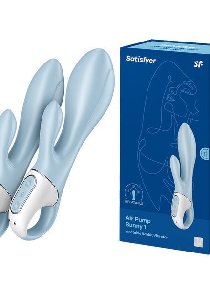 Satisfyer Air Pump Bunny 1 - Blue USB Rechargeable Inflatable Rabbit Vibrator