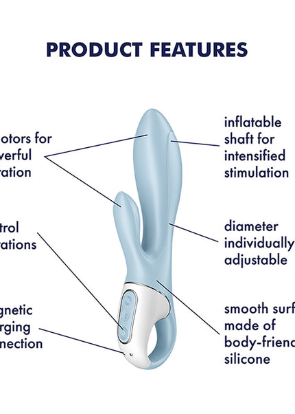 Satisfyer Air Pump Bunny 1 - Blue USB Rechargeable Inflatable Rabbit Vibrator