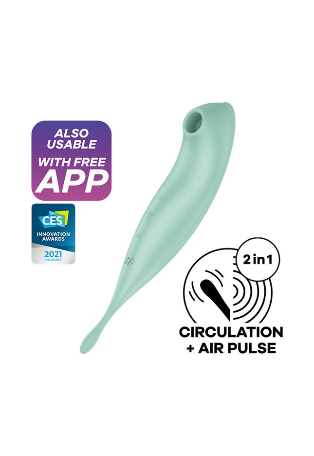 Satisfyer Twirling Pro+ - Mint USB Rechargeable Air Pulse & Point Clitoral Stimulator with App Control