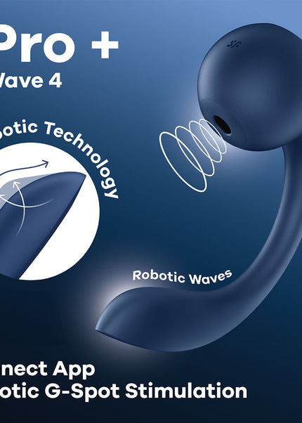 Satisfyer Pro+ Wave 4 - Blue USB Rechargeable Vibrator with Air Pulse Stimulation and App Control