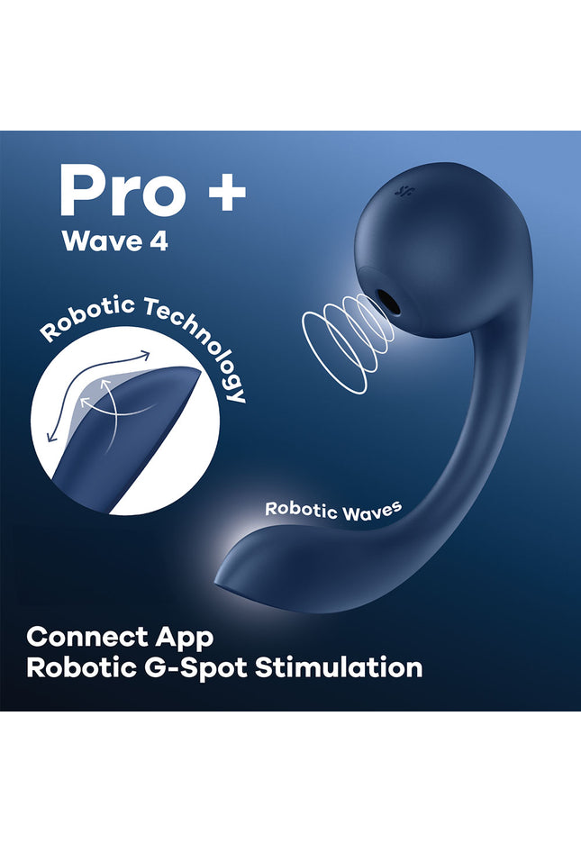 Satisfyer Pro+ Wave 4 - Blue USB Rechargeable Vibrator with Air Pulse Stimulation and App Control