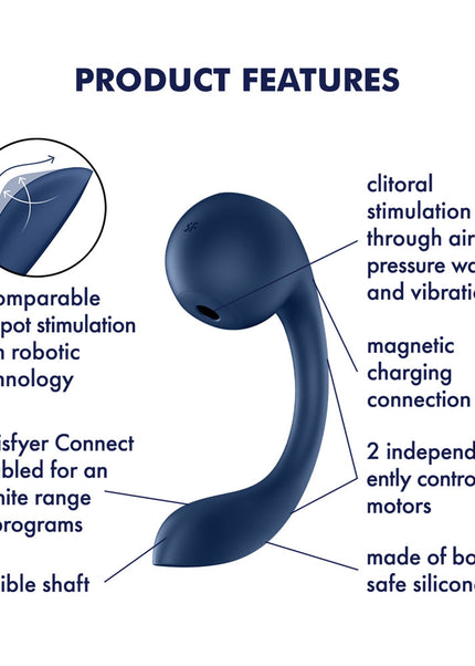 Satisfyer Pro+ Wave 4 - Blue USB Rechargeable Vibrator with Air Pulse Stimulation and App Control