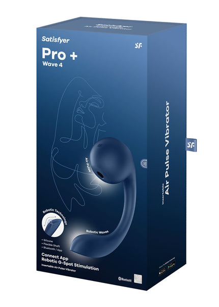Satisfyer Pro+ Wave 4 - Blue USB Rechargeable Vibrator with Air Pulse Stimulation and App Control