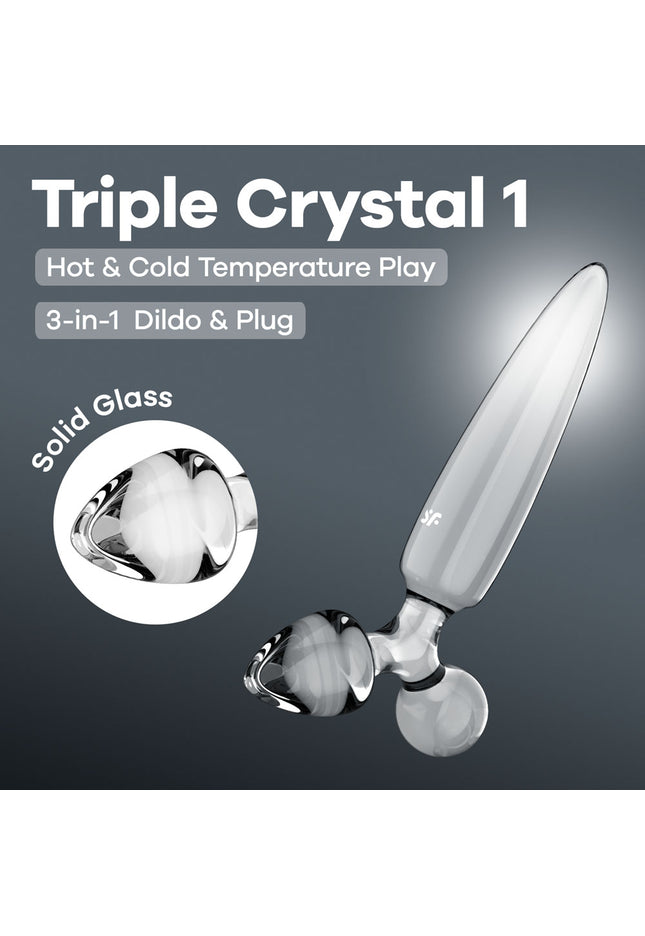 Satisfyer Triple Crystal 1 - Clear - Clear Glass 3-in-1 Butt Plug