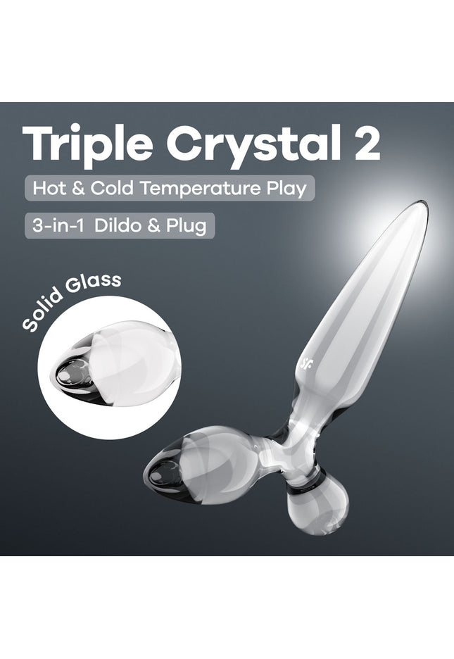 Satisfyer Triple Crystal 2 - Clear - Clear Glass 3-in-1 Butt Plug