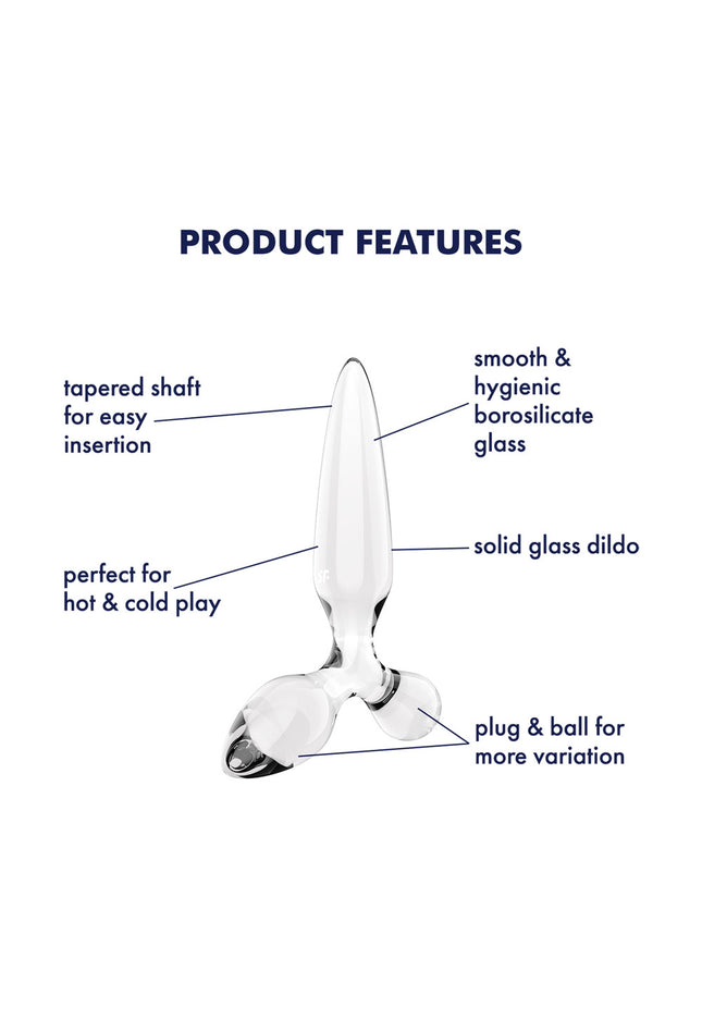 Satisfyer Triple Crystal 2 - Clear - Clear Glass 3-in-1 Butt Plug