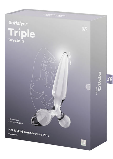 Satisfyer Triple Crystal 2 - Clear - Clear Glass 3-in-1 Butt Plug