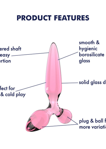 Satisfyer Triple Crystal 2 - Pink - Pink Glass 3-in-1 Butt Plug