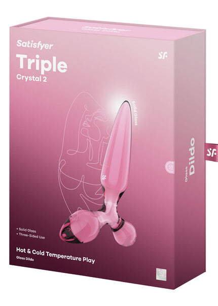 Satisfyer Triple Crystal 2 - Pink - Pink Glass 3-in-1 Butt Plug