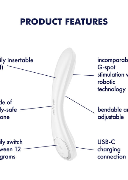 Satisfyer G-Spot Wave 2 - White - White 23.6 cm USB Rechargeable Flicking Tip Vibrator
