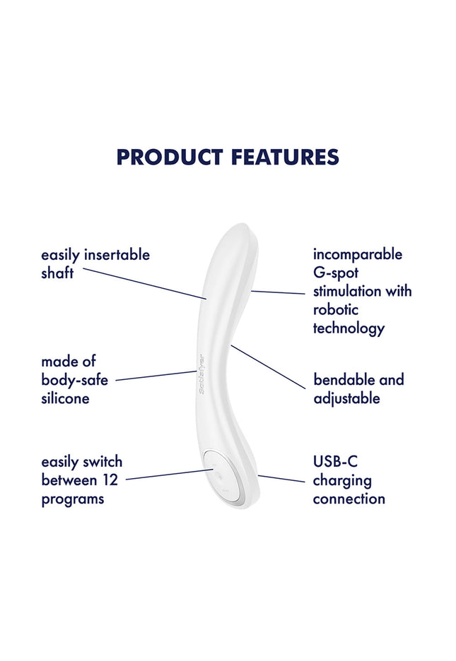 Satisfyer G-Spot Wave 2 - White - White 23.6 cm USB Rechargeable Flicking Tip Vibrator