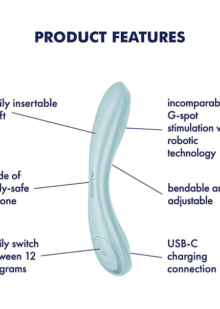 Satisfyer G-Spot Wave 2 - Ice Blue - Ice Blue 23.6 cm USB Rechargeable Flicking Tip Vibrator