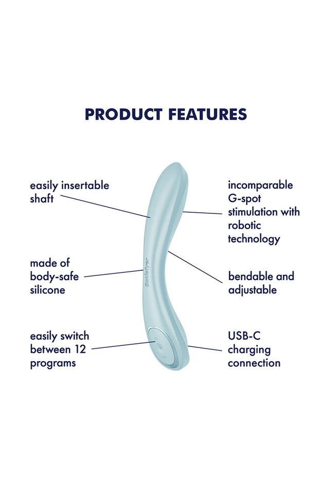 Satisfyer G-Spot Wave 2 - Ice Blue - Ice Blue 23.6 cm USB Rechargeable Flicking Tip Vibrator