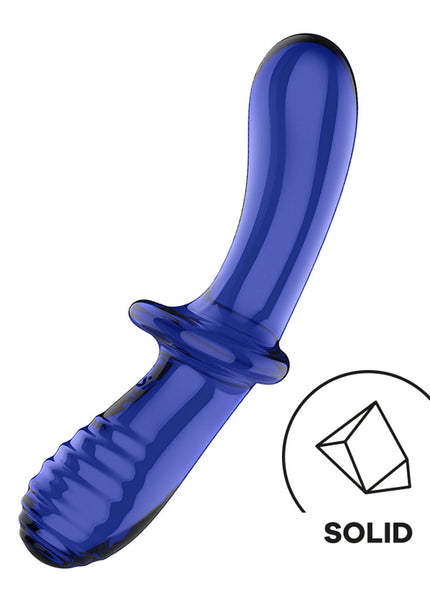 Satisfyer Double Crystal - Blue - Blue Glass Double Ended Dildo