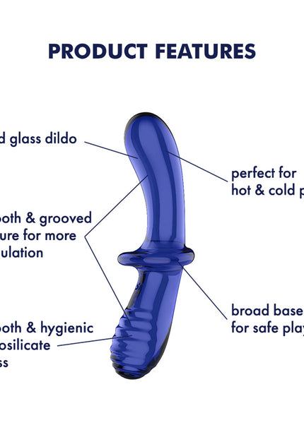 Satisfyer Double Crystal - Blue - Blue Glass Double Ended Dildo