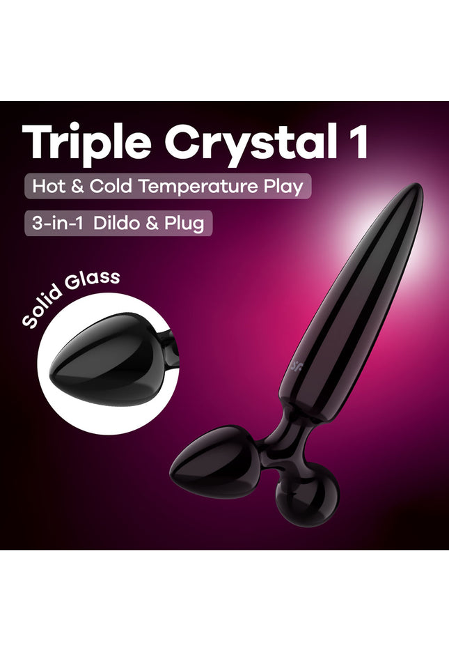 Satisfyer Triple Crystal 1 - Black - Black Glass 3-in-1 Butt Plug