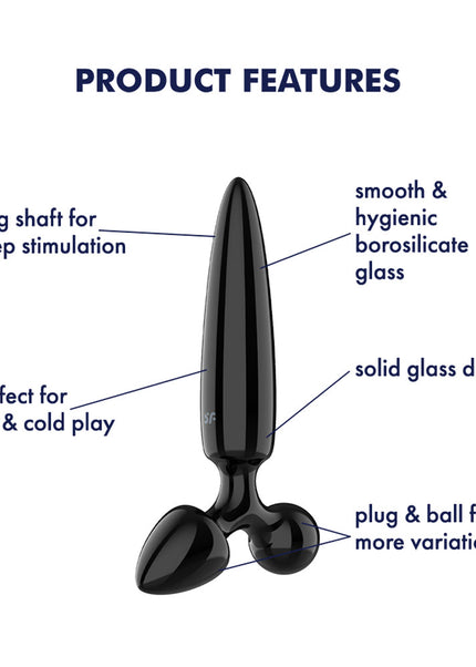Satisfyer Triple Crystal 1 - Black - Black Glass 3-in-1 Butt Plug