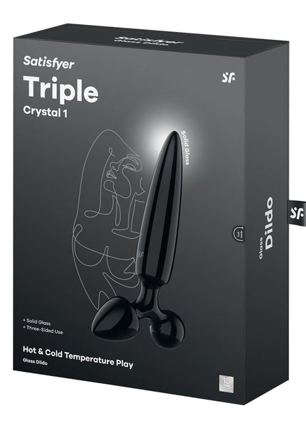 Satisfyer Triple Crystal 1 - Black - Black Glass 3-in-1 Butt Plug