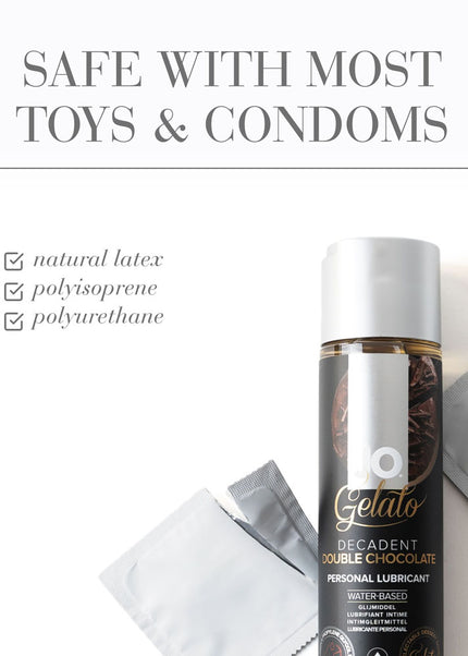 JO Gelato Decadent Double Chocolate Lubricant - 120 mL - Chocolate Flavoured Water Based Lubricant - 120 ml Bottle