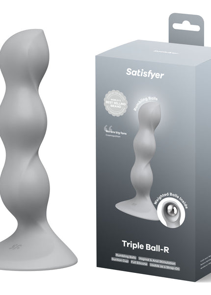 Satisfyer Triple Ball-R - Grey - Grey Beaded Anal Plug