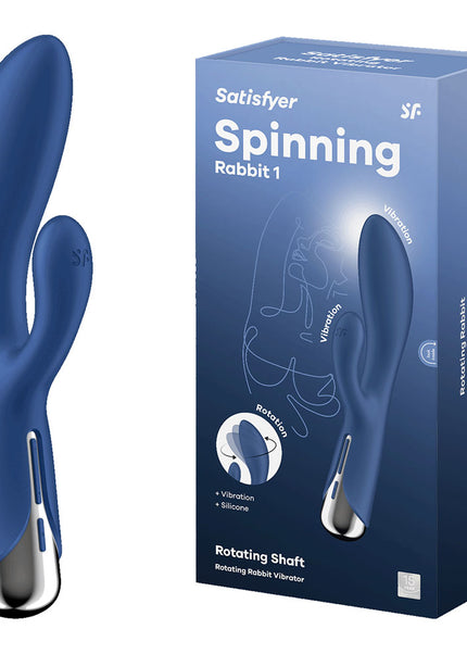 Satisfyer Spinning Rabbit 1 - Blue - Blue 20 cm USB Rechargeable Rotating Rabbit Vibrator