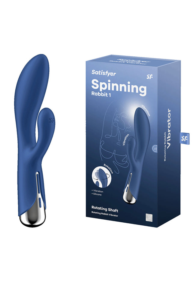 Satisfyer Spinning Rabbit 1 - Blue - Blue 20 cm USB Rechargeable Rotating Rabbit Vibrator