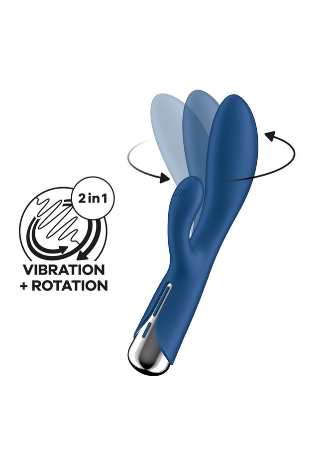 Satisfyer Spinning Rabbit 1 - Blue - Blue 20 cm USB Rechargeable Rotating Rabbit Vibrator