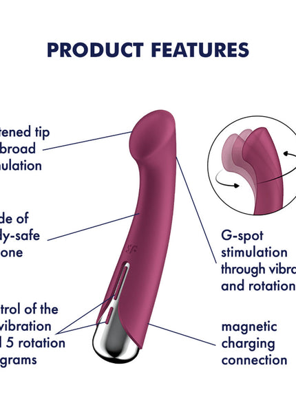 Satisfyer Spinning G-Spot 1 - Red - Red 16.5 cm USB Rechargeable Rotating Vibrator