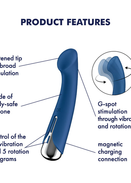 Satisfyer Spinning G-Spot 1 - Blue - Blue 16.5 cm USB Rechargeable Rotating Vibrator