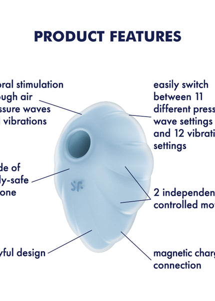 Satisfyer Cloud Dancer - Blue - Blue USB Rechargeable Vibrating Air Pulse Stimulator