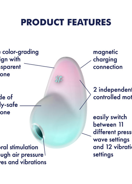 Satisfyer Pixie Dust - Mint/Pink - Mint/Pink USB Rechargeable Vibrating Air Pulse Stimulator