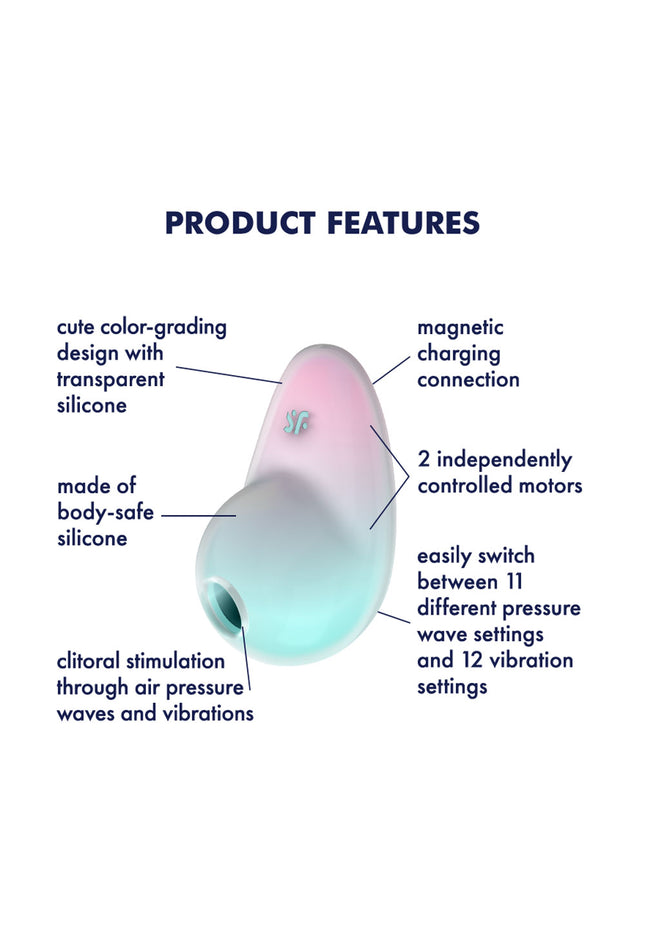 Satisfyer Pixie Dust - Mint/Pink - Mint/Pink USB Rechargeable Vibrating Air Pulse Stimulator