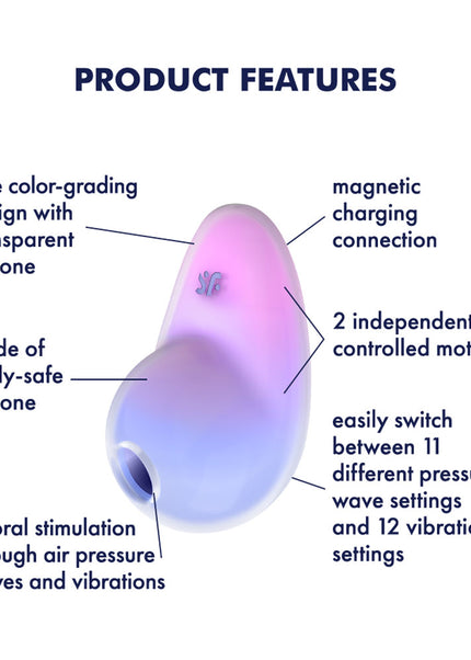 Satisfyer Pixie Dust - Violet/Pink - Violet/Pink USB Rechargeable Vibrating Air Pulse Stimulator