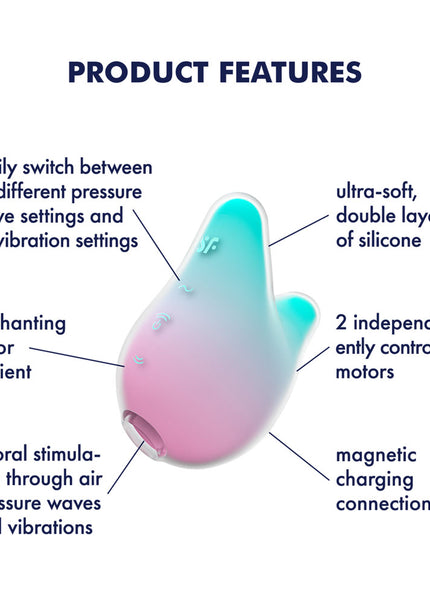 Satisfyer Mermaid Vibes - Mint/Pink - Mint/Pink USB Rechargeable Air Pulse Stimulator