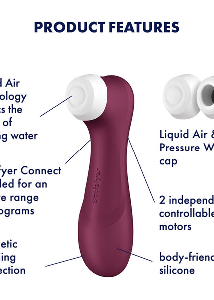 Satisfyer Pro 2 Generation 3 with App Control - Wine Red - Wine Red Touch-Free USB-Rechargeable Clitoral Stimulator