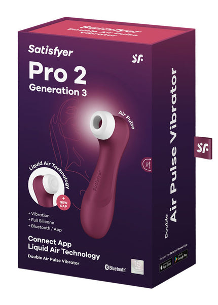 Satisfyer Pro 2 Generation 3 with App Control - Wine Red - Wine Red Touch-Free USB-Rechargeable Clitoral Stimulator